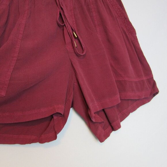 NEW Anthropologie Flowy Burgundy Rayon Shorts XS Elastic Waistband HEI-HEI - Picture 2 of 7